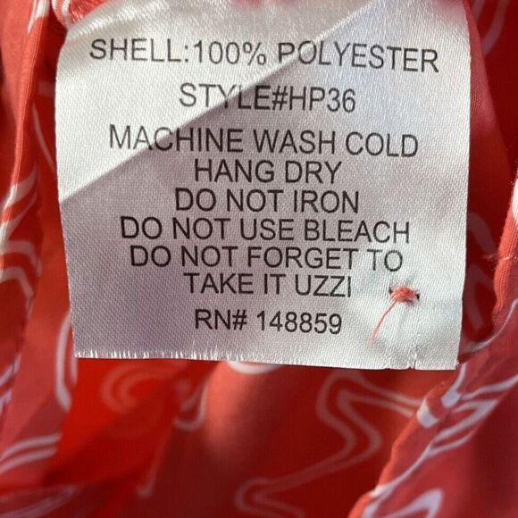 UZZI Amphibious Gear Mens Button-Up Shirt Sz M Wave Print Hawaiian Coral-Orange - Picture 7 of 7